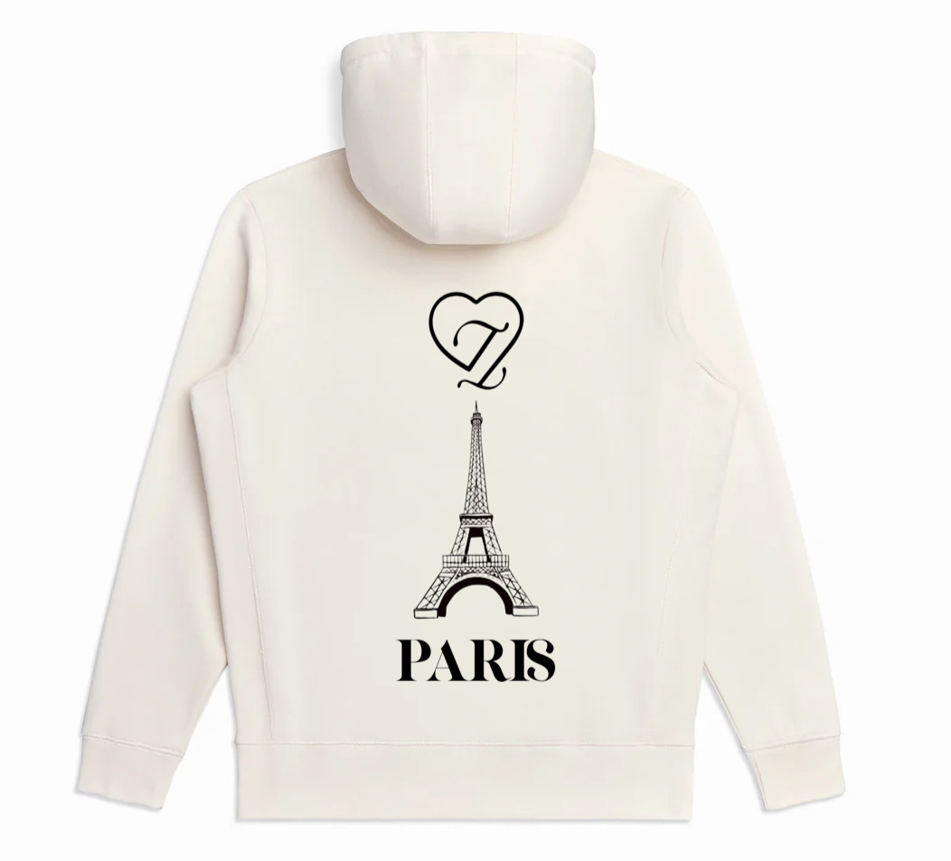 White Paris Zip-up Hoodie