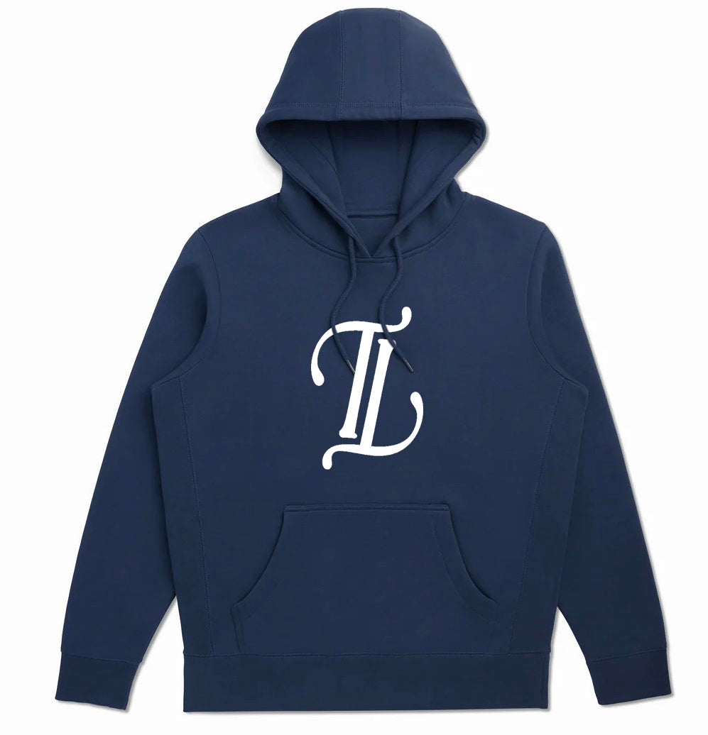 Navy Hoodie White logo