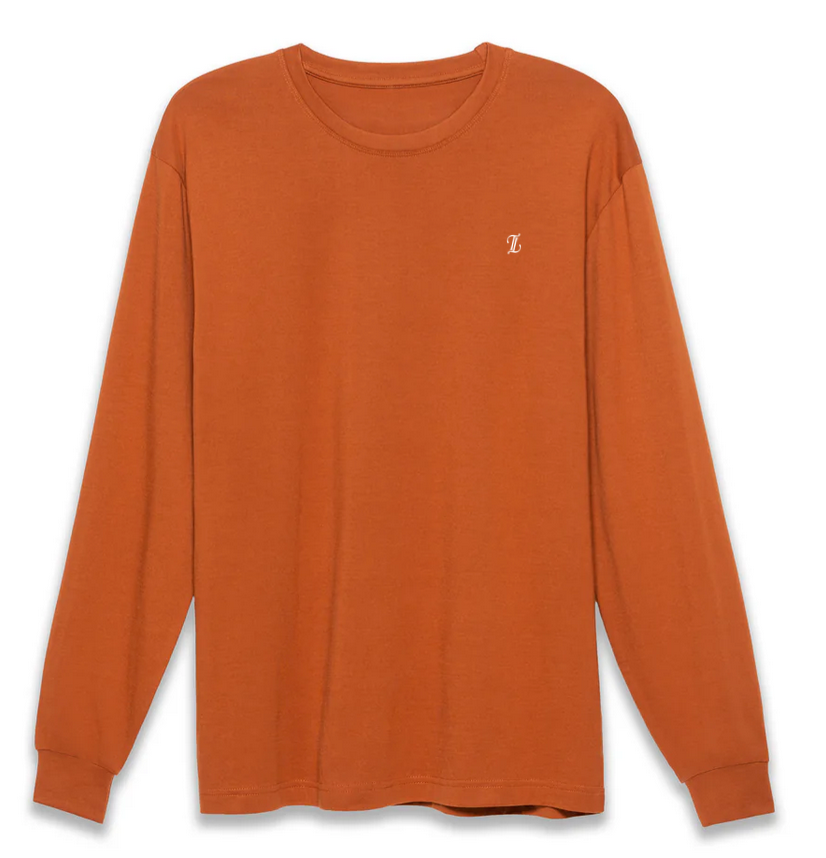 Orange Long Sleeve Shirt Small White logo