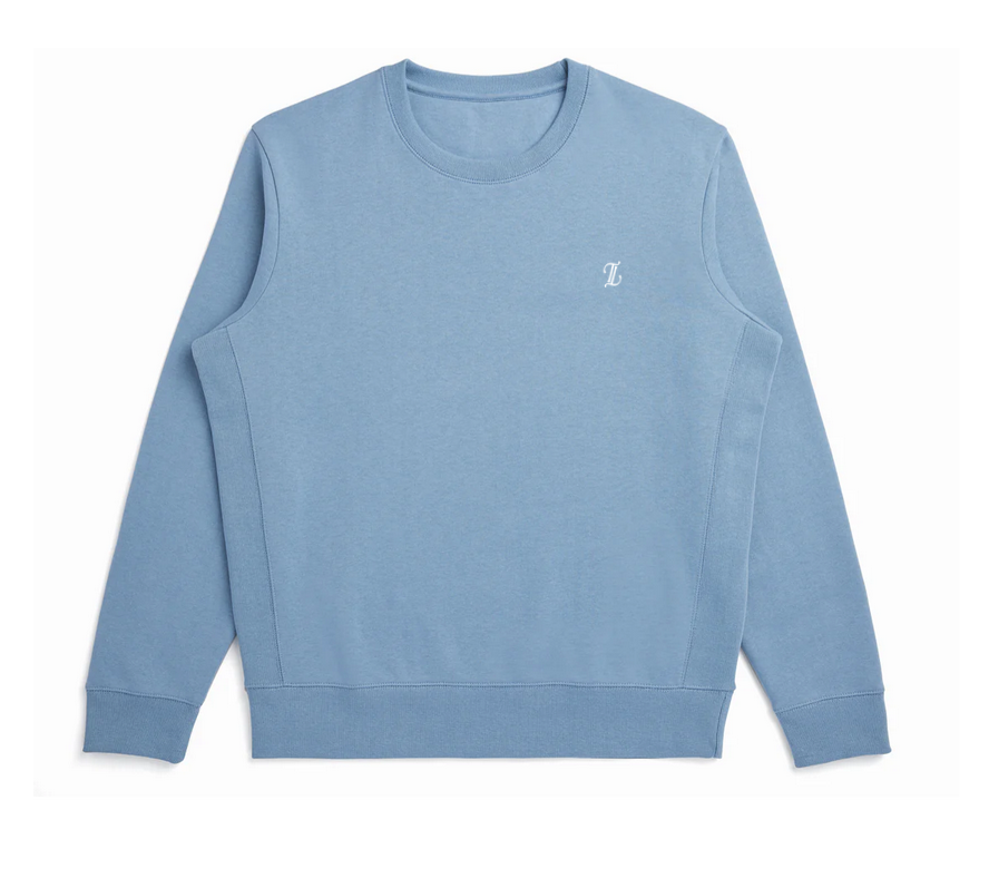 Light Blue Crewneck Hoodie Small White TT