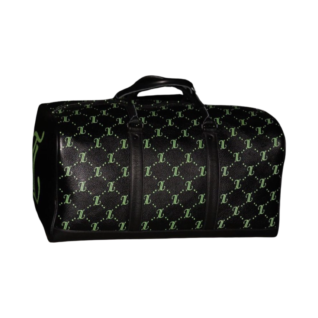 TT Neon Green Pattern Leather Duffle Bag